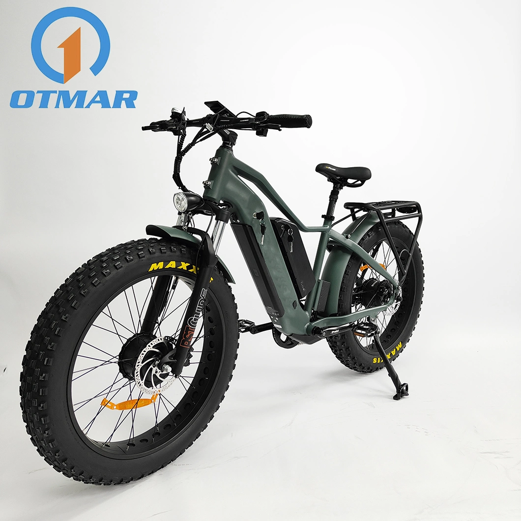 OEM China Factory All Wheel Drive Dual Battery 500W/750W/1000W Electric Fat Bike Mountain Beach E Bike 2 Hidden Battery E Bike